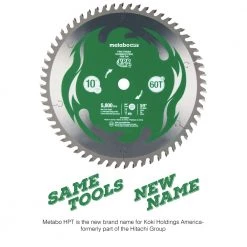 Metabo HPT 115435M 10 In. 60-Tooth Fine Finish VPR Blade -JET Sales Shop mhpn115435m b