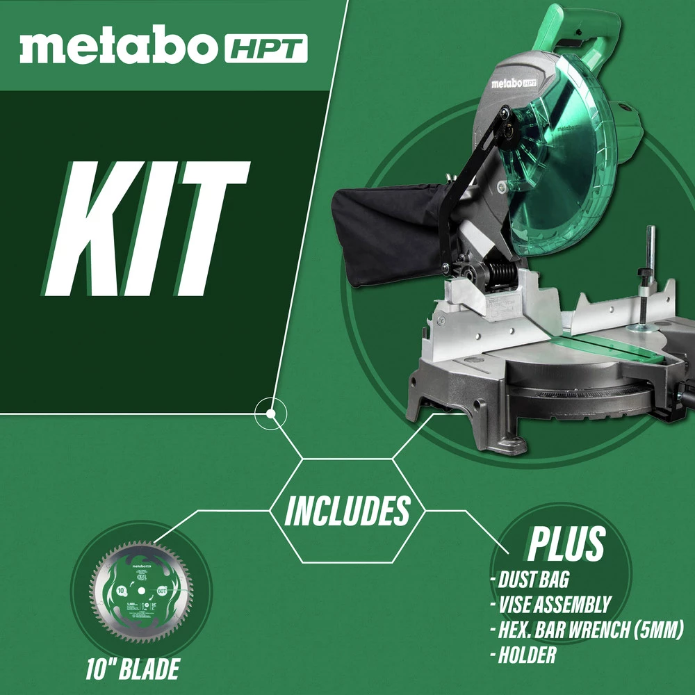 Metabo HPT C10FCGSM 15 Amp Single Bevel 10 In. Corded Compound Miter Saw 4 Metabo HPT C10FCGSM 15 Amp Single Bevel 10 In. Corded Compound Miter Saw - Image 2