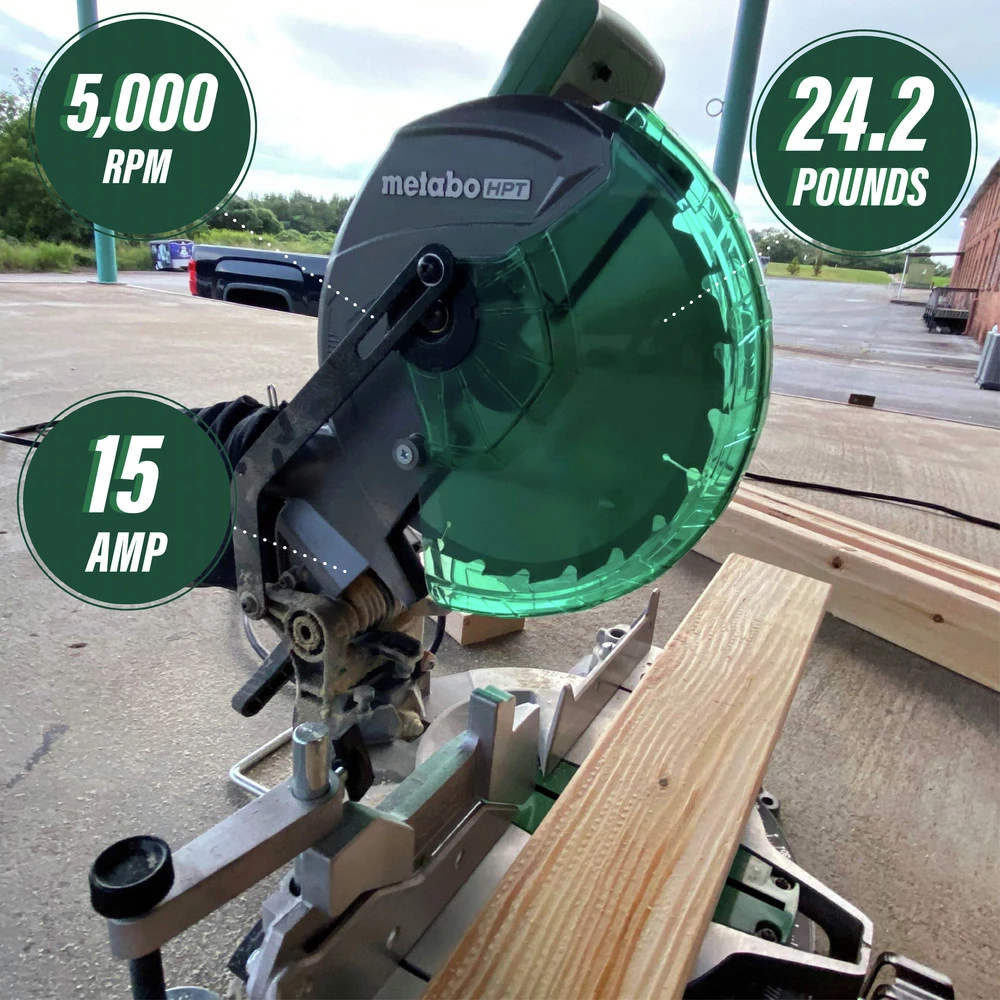Metabo HPT C10FCGSM 15 Amp Single Bevel 10 In. Corded Compound Miter Saw 7 Metabo HPT C10FCGSM 15 Amp Single Bevel 10 In. Corded Compound Miter Saw - Image 5