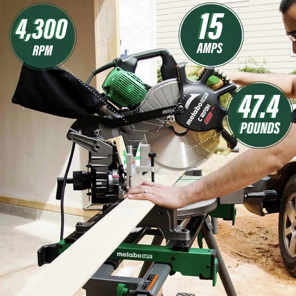 Metabo HPT C12FDHS 15 Amp Dual Bevel 12 In. Corded Miter Saw With Laser Guide 7 Metabo HPT C12FDHS 15 Amp Dual Bevel 12 In. Corded Miter Saw With Laser Guide - Image 5