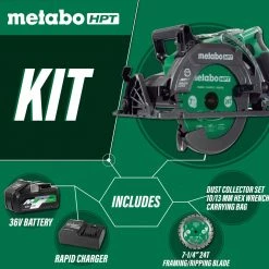 Metabo HPT C3607DWAM MultiVolt 36V Brushless Lithium-Ion 7-1/4 In. Cordless Rear Handle Circular Saw Kit (4 Ah) -JET Sales Shop mhpnc3607dwam a