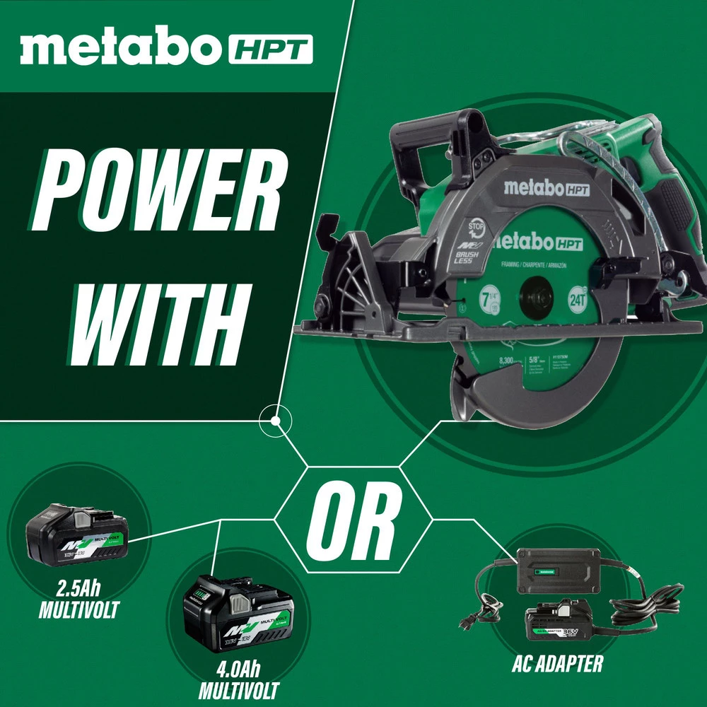 Metabo HPT C3607DWAQ4M MultiVolt 36V Brushless Lithium-Ion 7-1/4 In. Cordless Rear Handle Circular Saw (Tool Only) 5 Metabo HPT C3607DWAQ4M MultiVolt 36V Brushless Lithium-Ion 7-1/4 In. Cordless Rear Handle Circular Saw (Tool Only) - Image 3