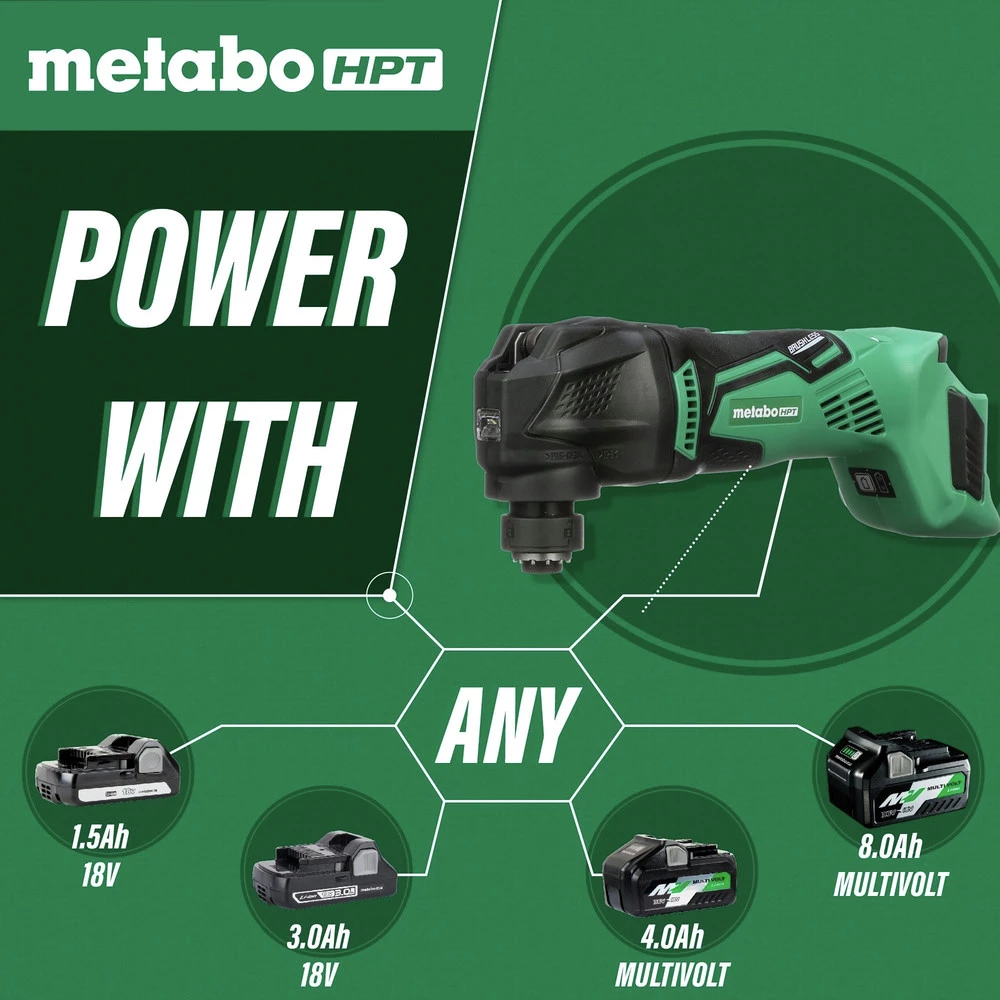 Metabo HPT CV18DBLQ5M 18V Brushless Lithium-Ion Cordless Oscillating Multi-Tool (Tool Only) 5 Metabo HPT CV18DBLQ5M 18V Brushless Lithium-Ion Cordless Oscillating Multi-Tool (Tool Only) - Image 3