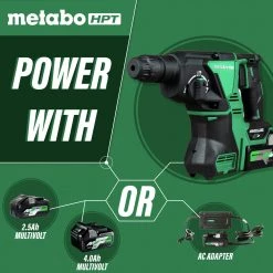 Metabo HPT DH36DPAM MultiVolt 36V Brushless Lithium-Ion 1-1/8 In. Cordless SDS Plus Rotary Hammer Kit With 2 Batteries (4 Ah) -JET Sales Shop mhpndh36dpam c