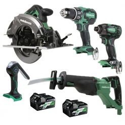 Metabo HPT KC18DBFL2QDM MultiVolt 18V/36V Lithium-Ion Cordless 5-Piece Tool Combo Kit With 2 Batteries (2.5 Ah/5 Ah)