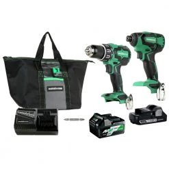 Metabo HPT KC18DBFL2TM 18V Lithium-Ion Brushless 1/2 In. Cordless Hammer Drill And 1/4 In. Cordless Impact Driver Combo Kit With (1) 3 Ah And (1) 5 Ah Batteries