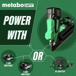 Metabo HPT NR3690DCM MultiVolt 36V Brushless Lithium-Ion Cordless Paper Strip Framing Nailer Kit (2.5 Ah) -JET Sales Shop mhpnnr3690dcm d
