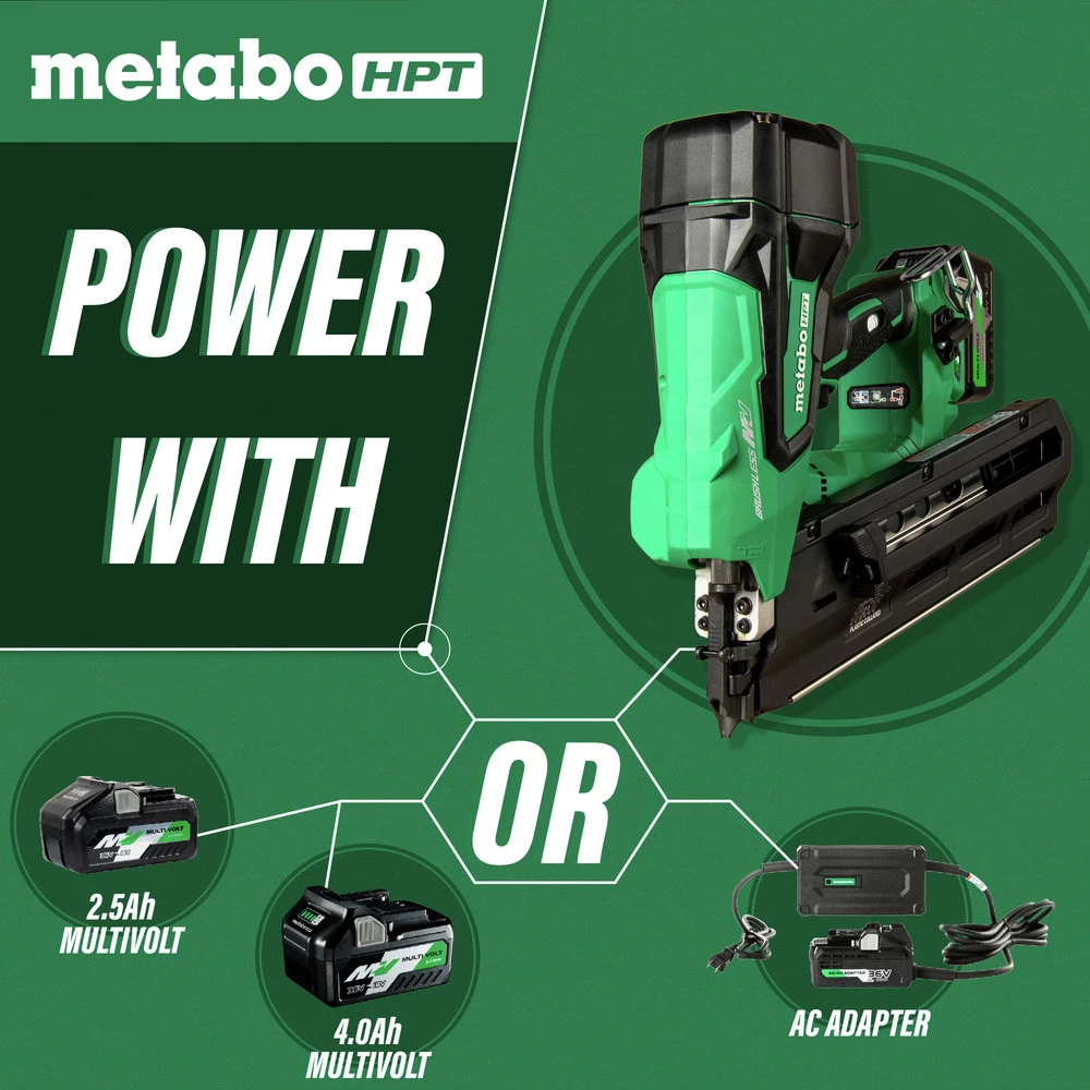 Metabo HPT NR3690DRM MultiVolt 36V Brushless Lithium-Ion 21 Degree Cordless Framing Nailer Kit (2.5 Ah) 6 Metabo HPT NR3690DRM MultiVolt 36V Brushless Lithium-Ion 21 Degree Cordless Framing Nailer Kit (2.5 Ah) - Image 4