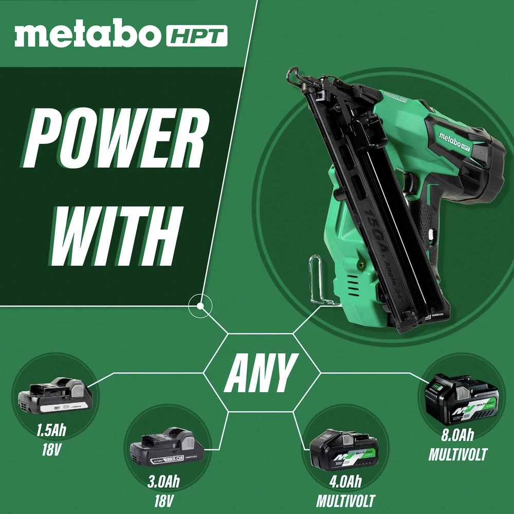 Metabo HPT NT1865DMASM 18V 15 Gauge Cordless Brushless Lithium-Ion Finish Nailer Kit 5 Metabo HPT NT1865DMASM 18V 15 Gauge Cordless Brushless Lithium-Ion Finish Nailer Kit - Image 3