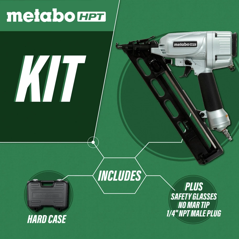 Metabo HPT NT65MA4M 15-Gauge 2-1/2 In. Angled Finish Nailer Kit 4 Metabo HPT NT65MA4M 15-Gauge 2-1/2 In. Angled Finish Nailer Kit - Image 2