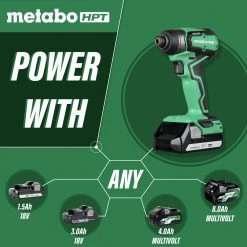 Metabo HPT WH18DDXM 18V Brushless Lithium-Ion Sub-Compact 1/4 In. Cordless Impact Driver (1.5 Ah) -JET Sales Shop mhpnwh18ddxm b