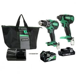 Factory Reconditioned Metabo HPT KC18DBFL2TM 18V Brushless Lithium-Ion 1/2 In. Cordless Hammer Drill And 1/4 In. Cordless Impact Driver Combo Kit (3 Ah/5 Ah)